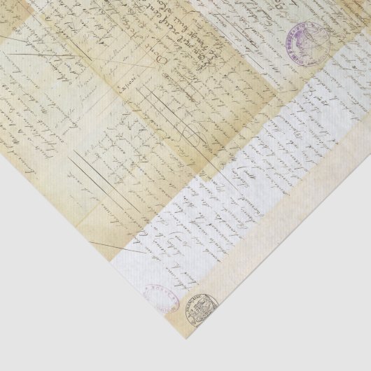 Antiek Frans document Collage Tissuepapier (Detail)