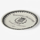 Antiek Frans land met briefing op beige Papieren Bordje (Gekanteld)