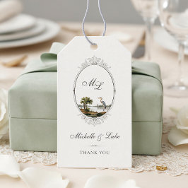 Antiek Frans landelijk monogram huwelijkscadeau Cadeaulabel