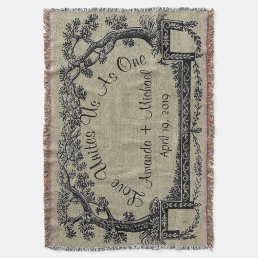 Antiek Frans Lijst Trees Personalized Wedding Deken (Voorkant Verticaal)