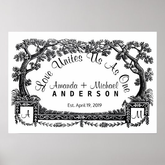 Antiek Frans Lijst Trees Personalized Wedding Poster (Voorkant)