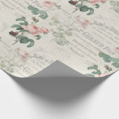 Antiek Frans Redoute Roos Ephemera Cadeaupapier (Hoek)