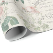 Antiek Frans Redoute Roos Ephemera Cadeaupapier (Rol Hoek)