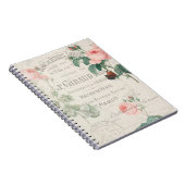 Antiek Frans Redoute Roos Ephemera Notitieboek (Rechterzijde)