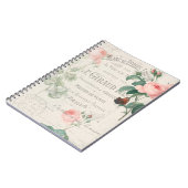 Antiek Frans Redoute Roos Ephemera Notitieboek (Linkerzijde)
