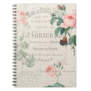 Antiek Frans Redoute Roos Ephemera Notitieboek