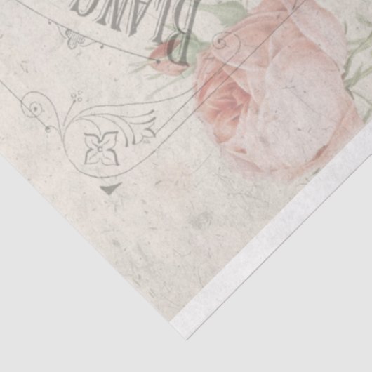 Antiek Frans Redoute Roos Ephemera ontkoppeling Tissuepapier (Detail)