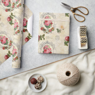 Antiek Frans Roos Ephemera Cadeaupapier