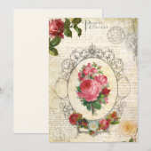 Antiek Frans Roos Ephemera Notitiekaartje (Voorkant / Achterkant)