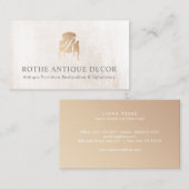 Antiek Frans Stoel Goud Monogrammed Logo Visitekaartje (Voorkant / Achterkant)