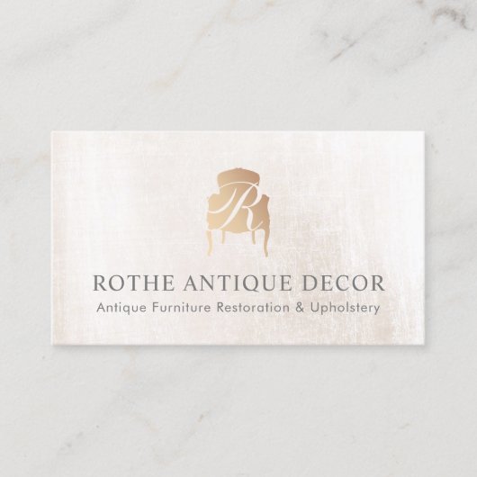 Antiek Frans Stoel Goud Monogrammed Logo Visitekaartje (Voorkant)