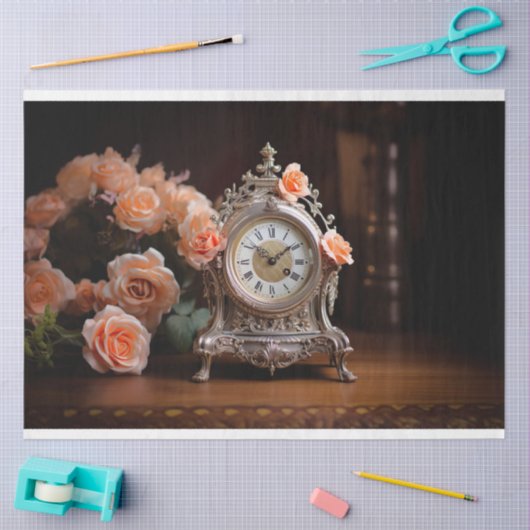 Antiek Frans Tafelklok 1 Decoupage papier (Craft)