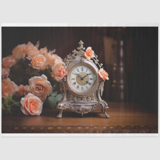 Antiek Frans Tafelklok 1 Decoupage papier (Voorkant)