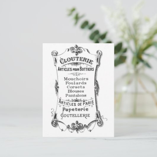 Antiek  Franse ad Briefkaart (Staand voorkant)