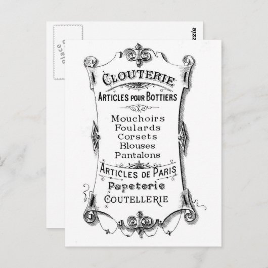 Antiek  Franse ad Briefkaart (Voorkant / Achterkant)