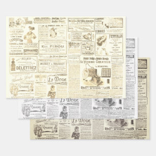 Antiek  Franse advertenties Ephemera Inpakpapier Vel