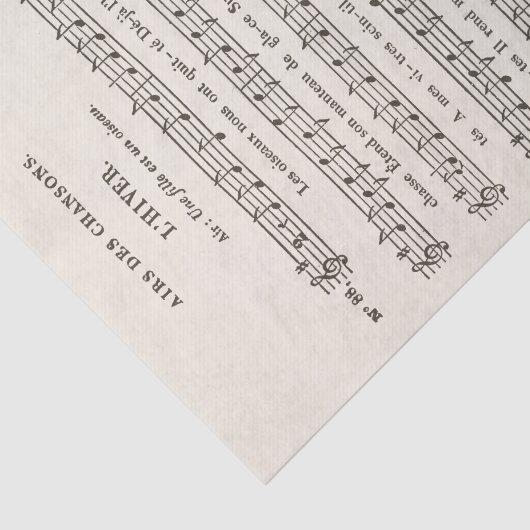 Antiek Franse bladmuziek "De Winter" Decoupage Tissuepapier (Detail)