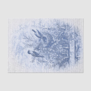 Antiek Franse  Blauwe Vogels Nest Tissuepapier