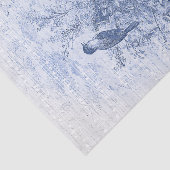 Antiek Franse  Blauwe Vogels Nest Tissuepapier (Detail)