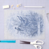 Antiek Franse  Blauwe Vogels Nest Tissuepapier (Craft)