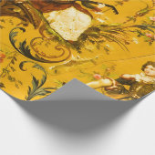 Antiek Franse Gele Toile Victoriaans Decoupage Cadeaupapier (Hoek)