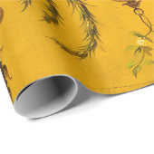 Antiek Franse Gele Toile Victoriaans Decoupage Cadeaupapier (Rol Hoek)