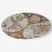 Antiek Franse kaart van de wereld Papieren Bordje (Gekanteld)