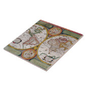 Antiek Franse kaart van de wereld Tegeltje (Zijkant)