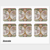 Antiek Franse kaart van de wereld Vierkante Sticker (Vel)