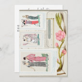 Antiek Franse Mode Borden en augustus kalender Save The Date (Voorkant / Achterkant)