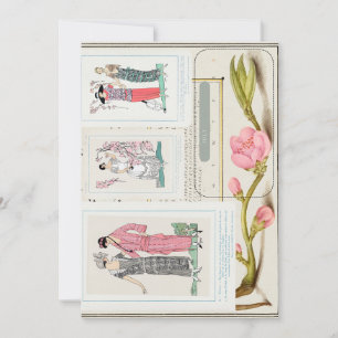 Antiek Franse Mode Borden en augustus kalender Save The Date