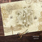 Antiek  Franse Mode Ephemera Beige Tissuepapier