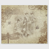 Antiek  Franse Mode Ephemera Script Cadeaupapier (Vlak)