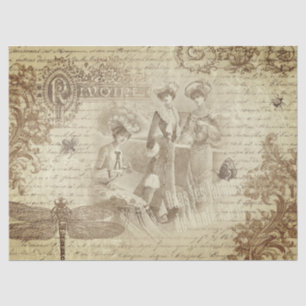Antiek Franse Mode Ephemera Tissuepapier