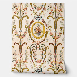 Antiek Franse Rococo Floral Cream Peel en Stick Behang