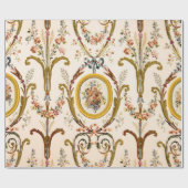Antiek Franse Rococo Floral Gold Cream Decoupage Cadeaupapier (Vlak)