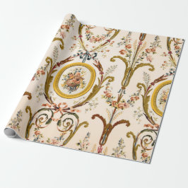 Antiek Franse Rococo Floral Gold Cream Decoupage Cadeaupapier