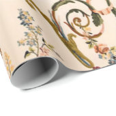 Antiek Franse Rococo Floral Gold Cream Decoupage Cadeaupapier (Rol Hoek)