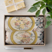 Antiek Franse Rococo Floral Gold Cream Decoupage Tissuepapier (Geschenk)