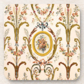 Antiek Franse Rococo Floral Gold Cream Elegant Bier Onderzetter (Voorkant)