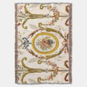Antiek Franse Rococo Floral Gold Cream Elegant Deken (Voorkant Verticaal)