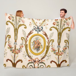 Antiek Franse Rococo Floral Gold Cream Elegant Fleece Deken