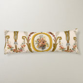 Antiek Franse Rococo Floral Gold Cream Elegant Lichaamskussen (Achterkant)