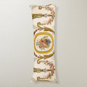 Antiek Franse Rococo Floral Gold Cream Elegant Lichaamskussen (Voorkant Verticaal)