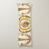 Antiek Franse Rococo Floral Gold Cream Elegant Lichaamskussen (Achterkant (Verticaal))