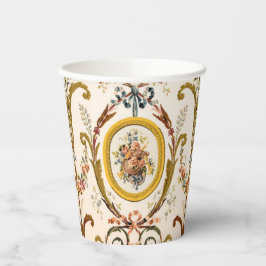 Antiek Franse Rococo Floral Gold Cream Elegant Papieren Bekers