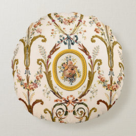Antiek Franse Rococo Floral Gold Cream Elegant Rond Kussen