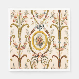 Antiek Franse Rococo Floral Gold Cream Elegant Servet