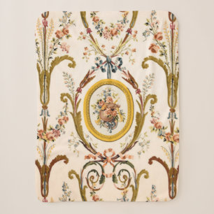 Antiek Franse Rococo Floral Gold Cream Elegant Sherpa Deken