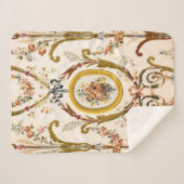 Antiek Franse Rococo Floral Gold Cream Elegant Sherpa Deken (Voorkant (horizontaal))